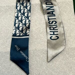 Christian Dior purse Scarf- Navy and White - lovely